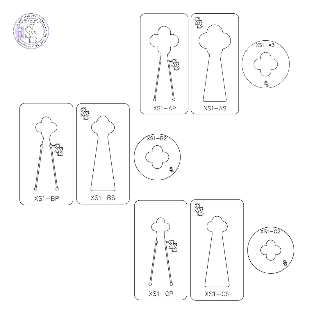 XS1 TRIO: EXACT SIZE FORMING DIE TRIO SETS: 1 SILHOUETTE DIE, 1 PANCAKE DIE & 1 SPACER DIE